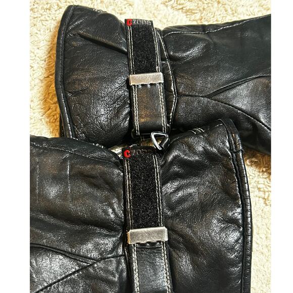 HESTRA Black Cowhide Leather Ski/Snowboard Gloves Size 9 - Picture 3 of 6